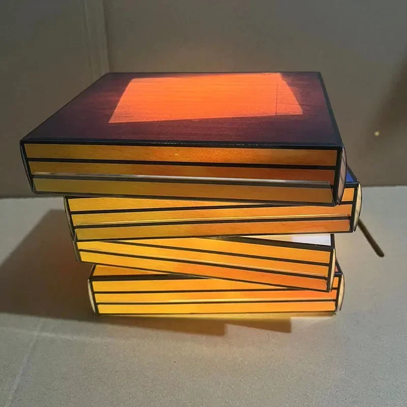 Stained Glass Stacked Book Lamp