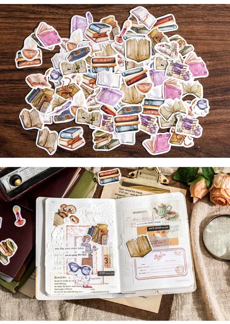 46Pcs Vintage Handmade Paper Stickers